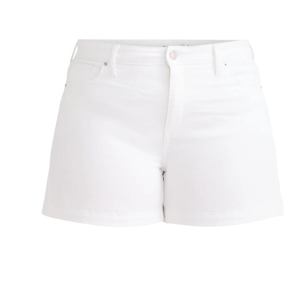 Terra & Sky Women's 26W Plus Demin Shorts 5" Inseam Relax Fit High-Rise White